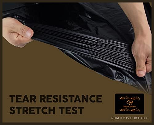 Haya Home 50 Black Plastic Bin Bags Liners, Refuse Sacks Pack of 50 X 1 Heavy Duty Waste Dustbin roll 100L for Kitchen Office DIY Garden Made from 100% Recycled Material