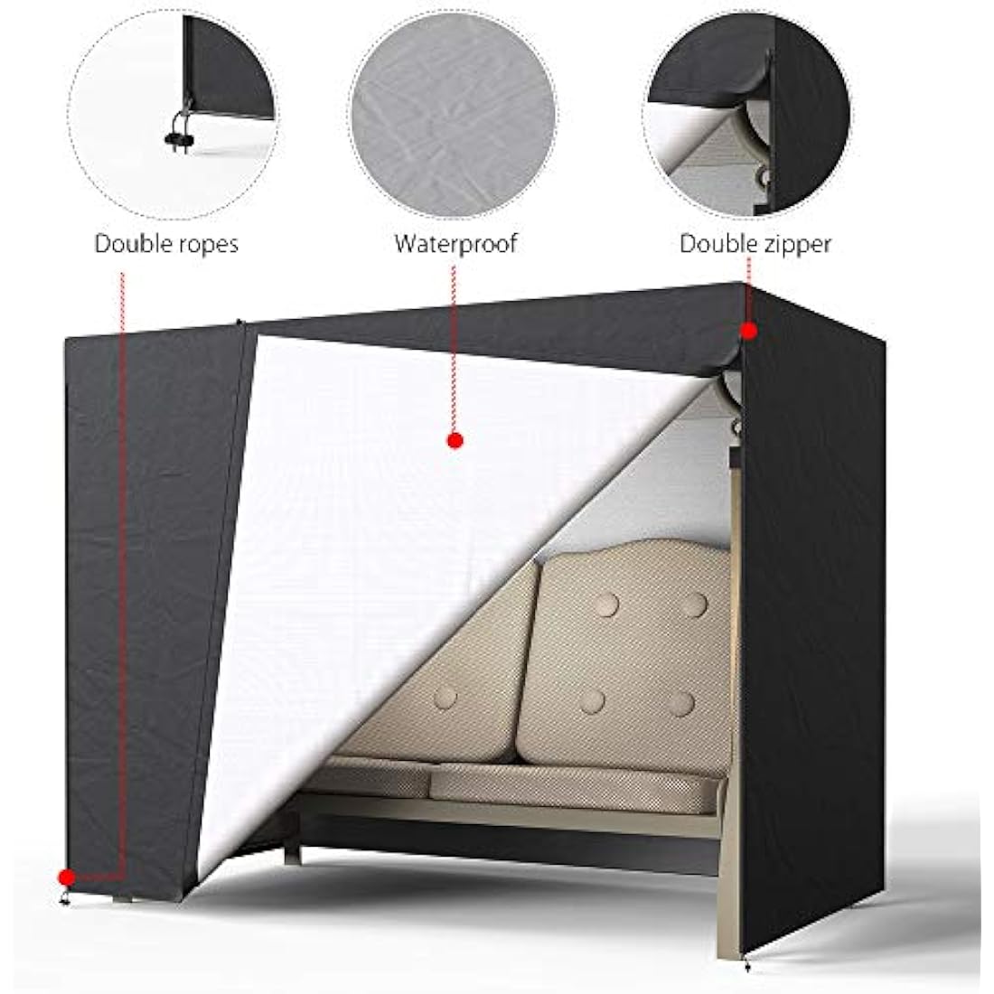 Beenle-Icey 2 Seater Garden Swing Cover Heavy Duty Waterproof Hammock Cover Windproof Swing Sunshield Covers 160 * 125 * 170cm