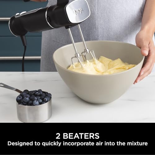 Ninja Foodi 3-in-1 Hand Blender, Hand Mixer & Chopper, Food Processor with 3 Attachments, 850W Powerbase, Immersion Blender, 5 Mixing Speeds, 2 Blending Speeds, 1.5m Cord, Black CI100UK