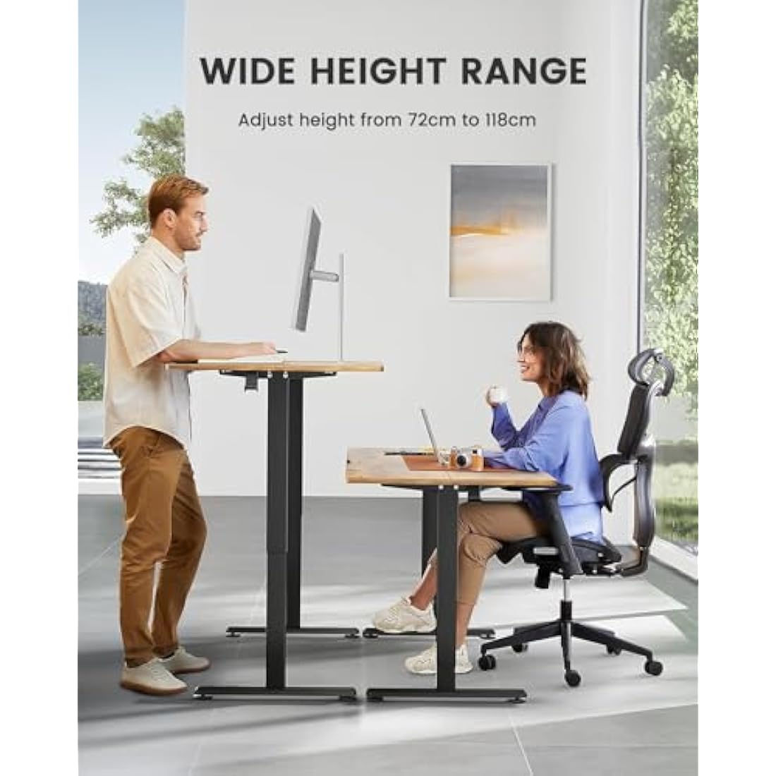 ErGear Electric Standing Desk Height Adjustable 120 x 60cm, Sit Stand Desk with 4 Memory Smart Pannel for Home Office with Splice Board