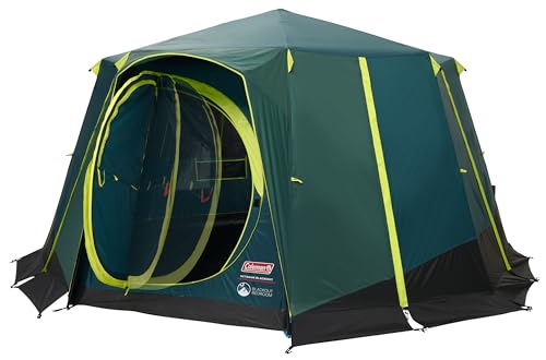 Coleman Tent Octagon, 6 Man Festival Dome Tent, 6 Person Family Camping Tent with 360° Panoramic View, Stable Steel Pole Construction, Sewn-in Groundsheet, 100 Percent Waterproof
