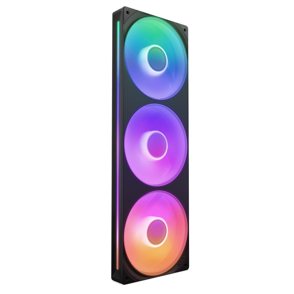 NZXT F420 RGB Core - 420mm Single-Frame Fan Unit with 3 x 140mm RGB Fans - Speed & Lighting Control - High Static Pressure & Airflow - Fluid Dynamic Bearings - 8 aRGB LEDs Per Fan - White
