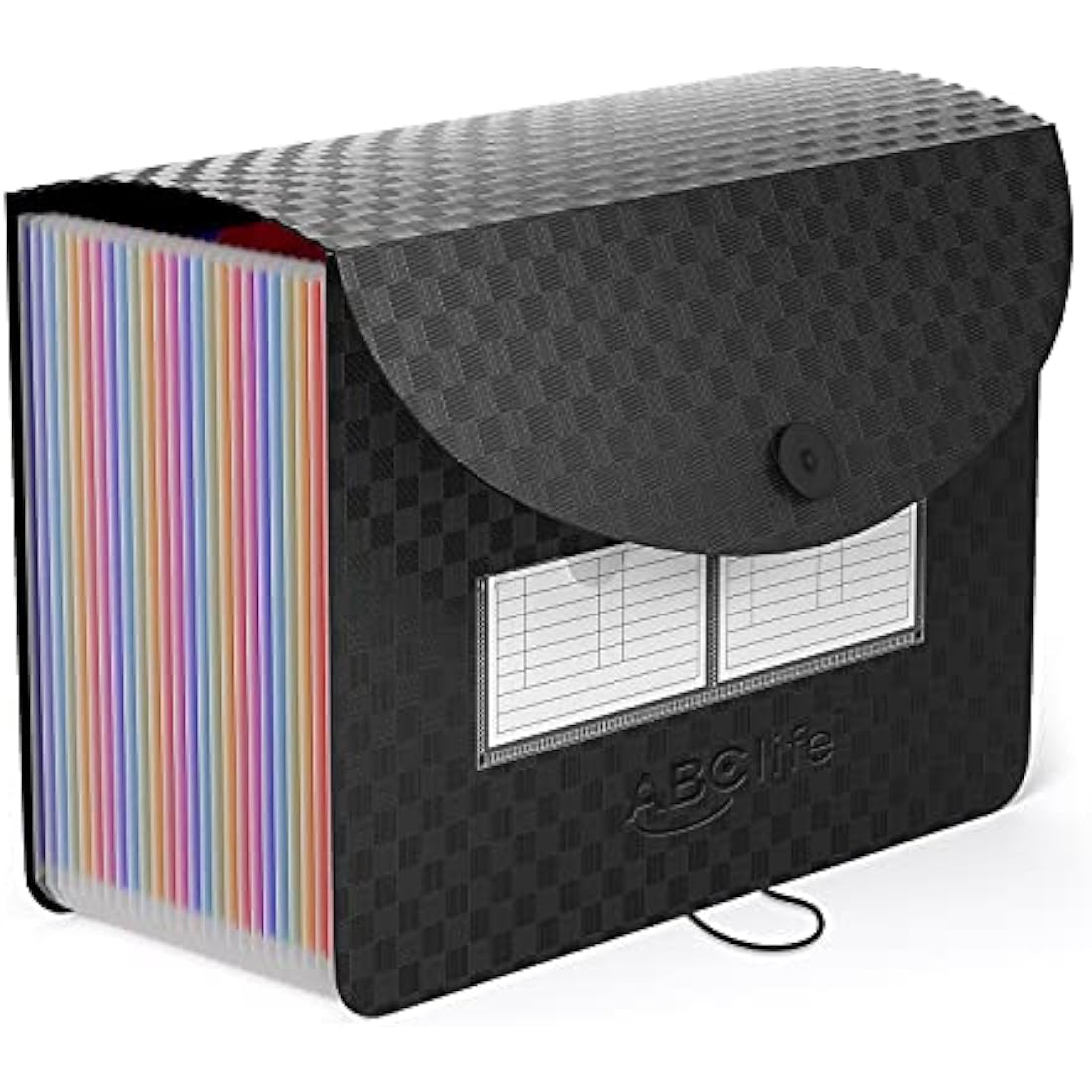 ABC life 26 Pockets Accordion File Organiser Expanding File Folders, Portable A4 Document Filing Box, Plastic Monthly Receipt Paperwork Organiser, Expandable Accordian Folder with Colored A-Z Tabs