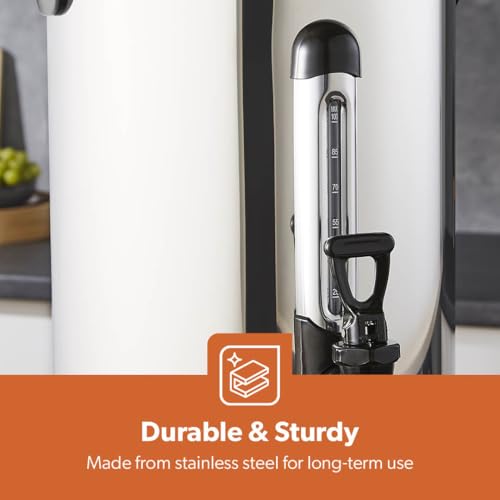 Geepas Electric Catering Urn, 1650W Instant Hot Water Boiler Dispenser - Tea Urn Kettle Home Brewing Commercial Office Use with Keep Warm - Easy Pour Tap, 15 Litre, Stainless Steel – 2 Year Warranty