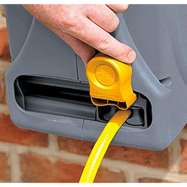 HOZELOCK - 2-in-1 Compact Hose Reel 25m : Portable or Wall-mounted Plastic Reel, Easy Rewind Function, Supplied with Nozzle, Fittings and Fixings [2415R0000]