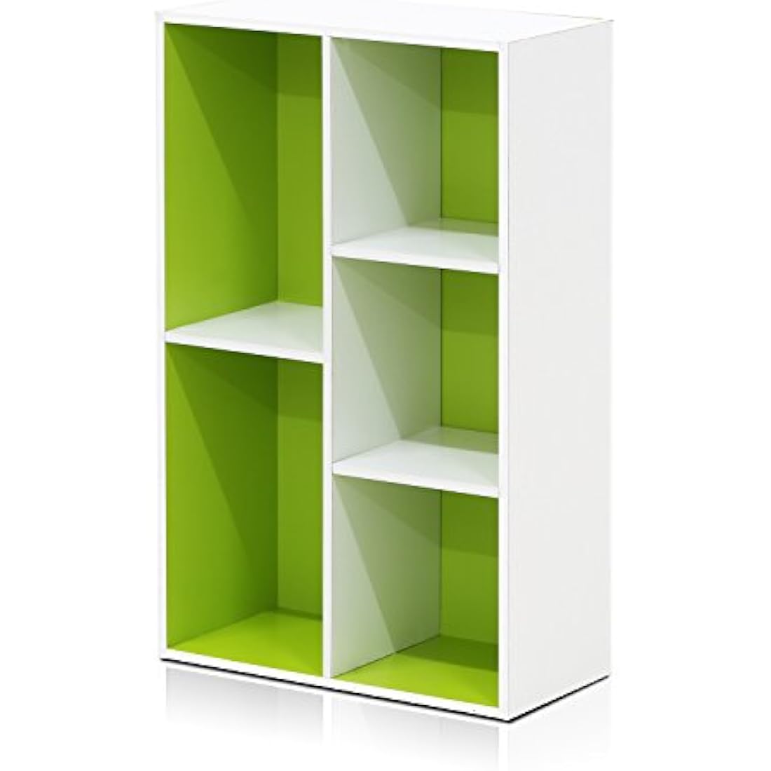 Furinno Luder 5-Cube Reversible Open Shelf, White/Green