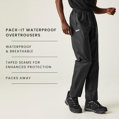 Regatta Men's Pack-it Waterproof Outdoor Overtrousers Pack-away Bag Hiking Lightweight