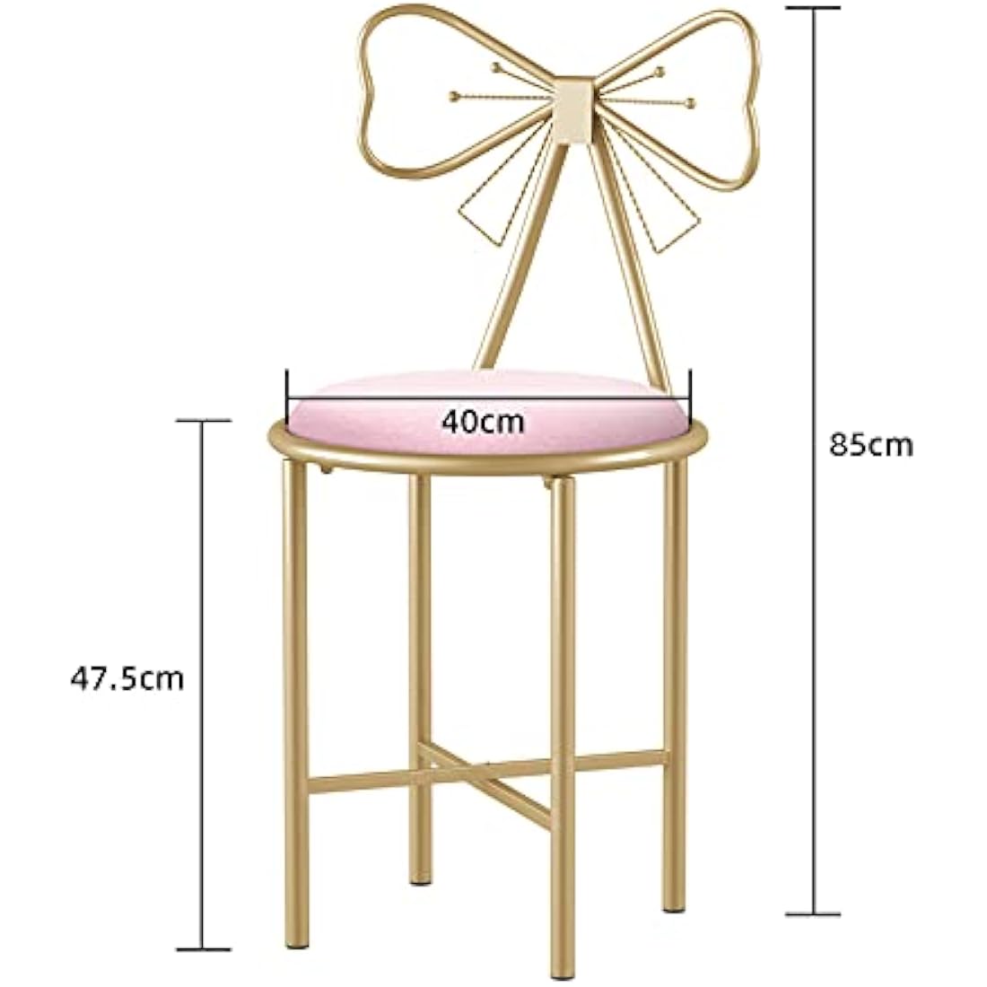 FATIVO Pink Glam Butterfly Back Vanity Chair - Velvet Makeup Stool with High Backrest for Girls Room, Clothing Store, Dressing Room, Beauty Store