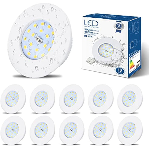 HiBay 10x 5W Recessed Spotlights Ceiling Lights IP44 LED Bathroom Downlights Ultra Slim Spot Lights for Kitchen Soffits 500LM Neutral White 4500K 240V