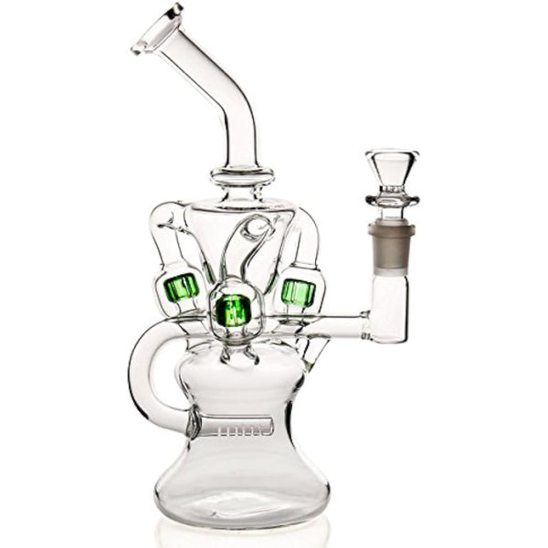 Acrylic bong glass bong pipe bongs for smoking bong bowl14.4mm Green bubbler bong downpipe Straight Pipes percolator oil rigs cheap glass watrer pipe hookah tall 24cm