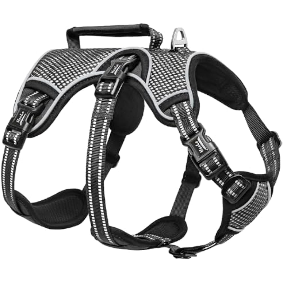 HEELE Dog Harness, Escape Proof Dog Harness, Release on Neck, No Pull Reflective Adjustable Vest with Durable Handle, Dog Harness for Outdoor Training Walking, Harness for Large/Active Dogs, Black, L