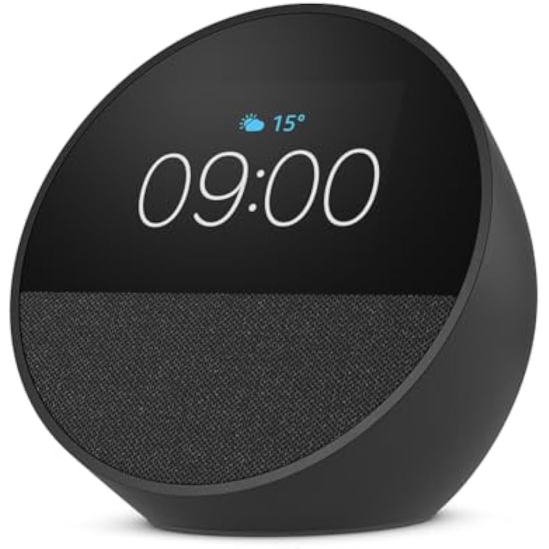 Echo Spot (2024 release), Smart alarm clock with vibrant sound + Alexa, Black