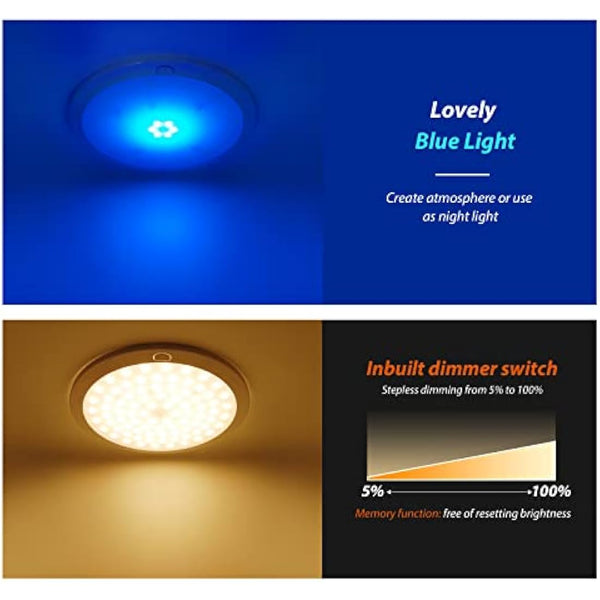Dream Lighting Caravan Ceiling Light Flush LED Lighting Motorhome Boat Campervan Interior Lamp 8.5inch Dual Colour Dimmable IP44