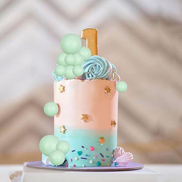 Gyufise 30Pcs Balls Cake Topper Mini Balloons Cake Toppers Foam Ball Cake Decorations Balloon Cake Topper Ball Shaped Cake Insert Topper for Birthday Party Baby Shower Decor Rose Green