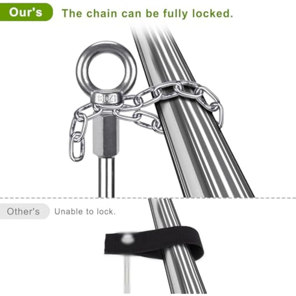 Insaga Tent Peg, 76cm Heavy Duty Ground Anchor Large Metal Earth Stake Spiral Blade Screw in Trampolines Spike for Swing Set/Camping/Shed/Dog/Carport with 37cm Fixed Chain, 2 Pack