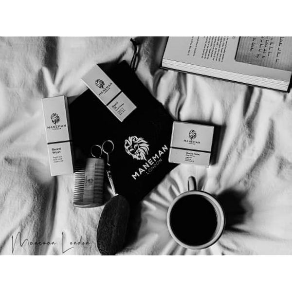 Maneman London Beard Grooming Kit for Men - 7 Piece Gift set, shampoo, oil, softens,itch free relief