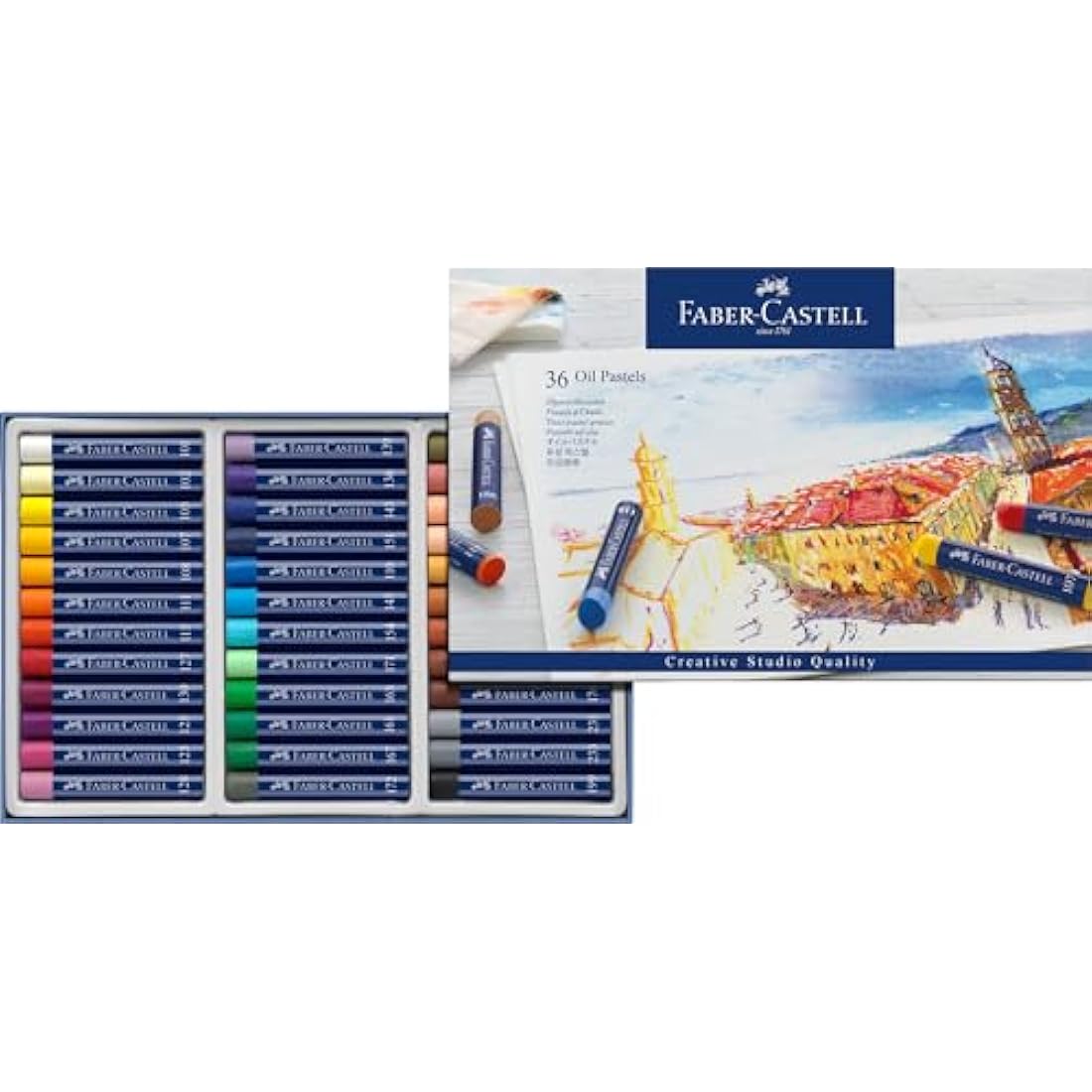 Faber-Castell Creative Studio Oil Pastels, Multicoloured, Cardboard Wallet Of 36, For Art, Craft, Drawing, Sketching, Home, School, University, Colouring