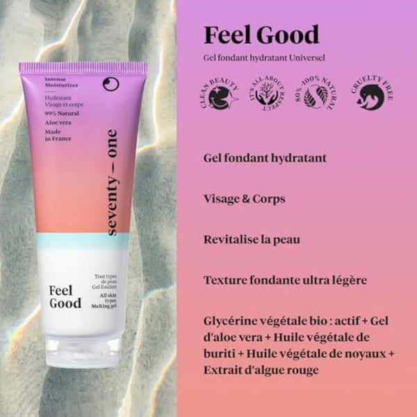 SeventyOne Percent | Feel Good | Moisturising Melting Gel for Face and Body | Soothes & Moisturises | Instant Freshness | With Aloe Vera | 100% Natural & Vegan | Made in France | 200 ml