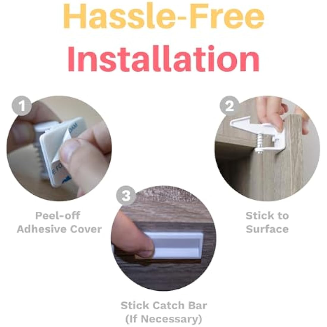 Inaya Cabinet Locks Baby Proofing - Child Proof Drawer Locks - Child Safety Cabinet Latches with 3M Adhesive Easy Installation - No Drilling or Extra Screws (8 Pack)