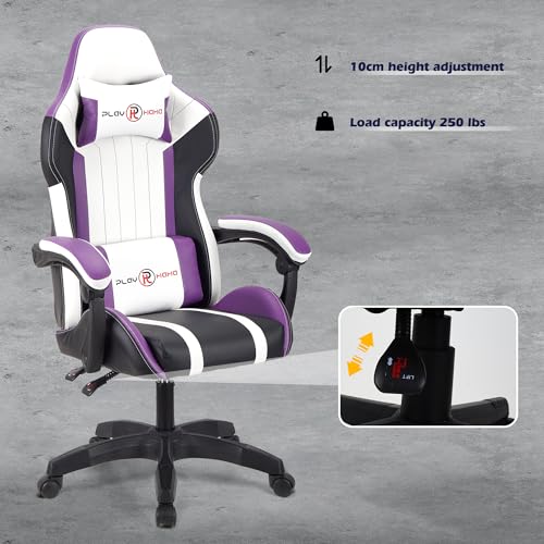 T-THREE.Ergonomic Leather Gaming Chair Height Adjustable with Headrest and Lumbar Support(Orange)