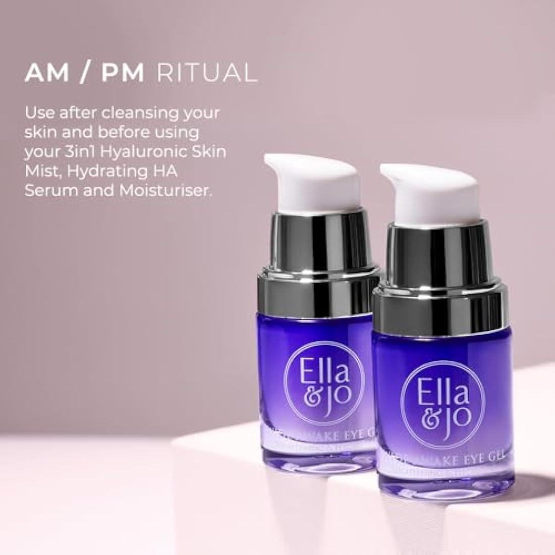 Ella & Jo Wide Awake Eye Gel - Reduces Fine Lines, Wrinkles & Puffiness, Brightens Dark Circles, Anti-Aging with Hyaluronic Acid, Peptides & Caffeine - 20ml