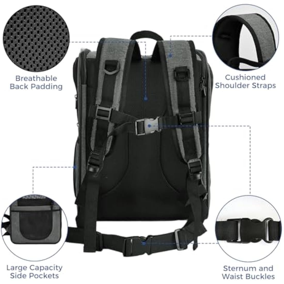 Apollo Walker Pet Carrier Backpack for Large/Small Cats and Dogs, Puppies, Safety Features and Cushion Back Support | for Travel, Hiking, Outdoor Use (Gray)