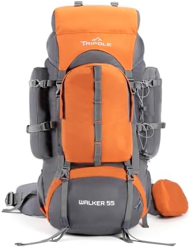 Tripole Walker 65 Litres Backpack | Internal Frame With Metal Rod | Rain Cover | Bottom Opening | Laptop Section, black, Backpack Backpacks