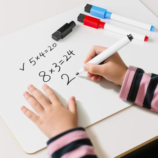 Nicpro Dry Erase Mini Whiteboard A3, 30 x 42 cm Double Sided Lapboard with 3 Water-Based Pens Learning Small White Board Portable Drawing Writing for Student and Classroom Use