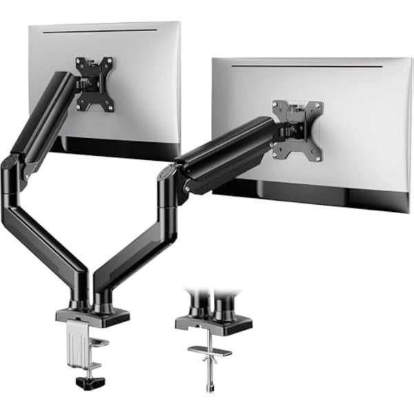 ErGear Dual Monitor Arm Desk Mount for 17 to 32 Inch Screens, Dual Stand for Curved Flat Screens, Double Monitor Arm Support VESA 75/100 mm