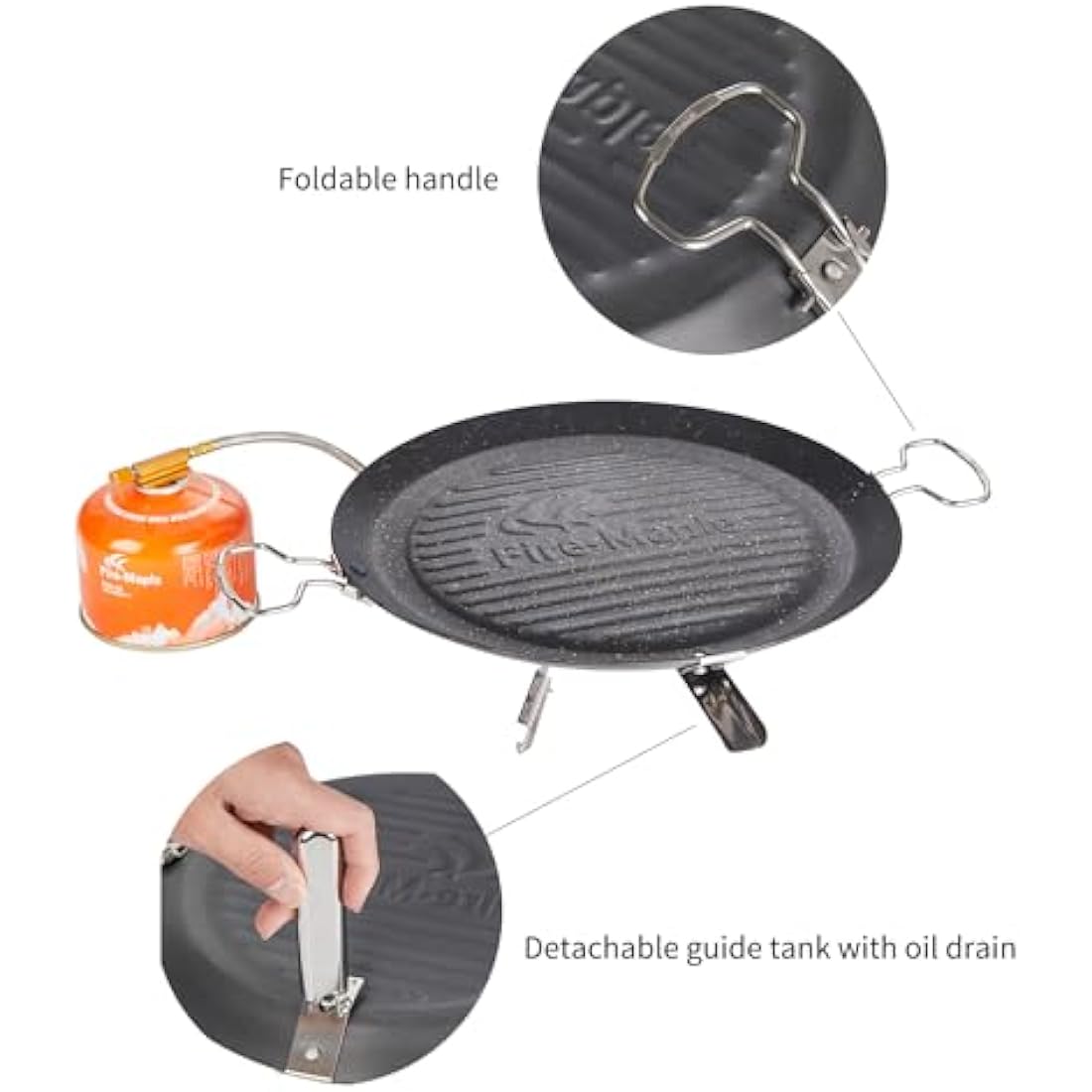 Fire-Maple Camping Griddle Plate | Nonstick Outdoor Portable Grill Pan for Stovetop | BBQ Gas Griddle Pan for Camping Stove Ridged Surfaces 31 X 31cm