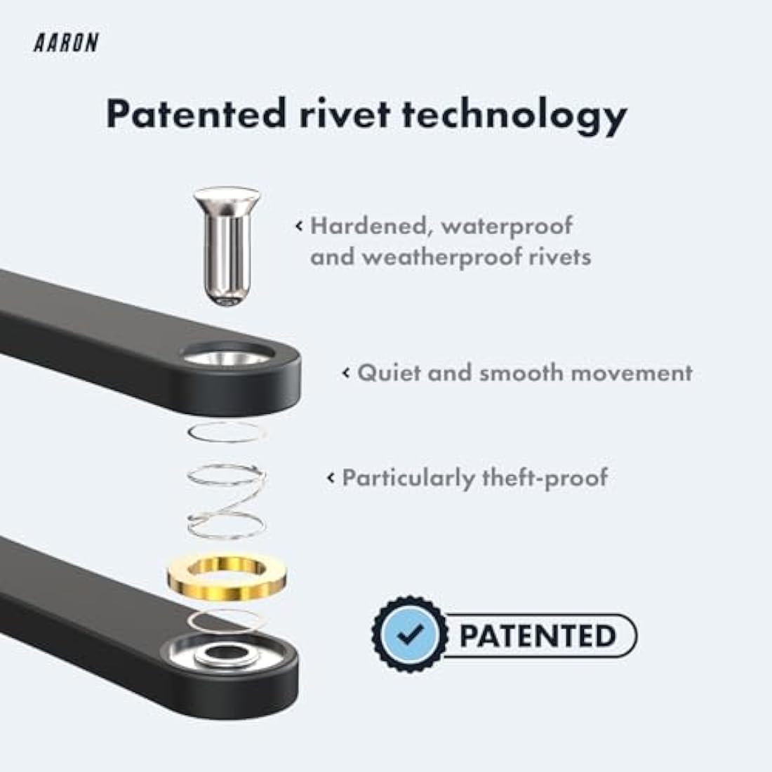 AARON Premium Bicycle Lock - Secure Folding Lock Level 18, Patented High Security Lock with Bracket - Lightweight Bicycle Lock with Key for E-Bike, Road Bike, Motorcycle, MTB