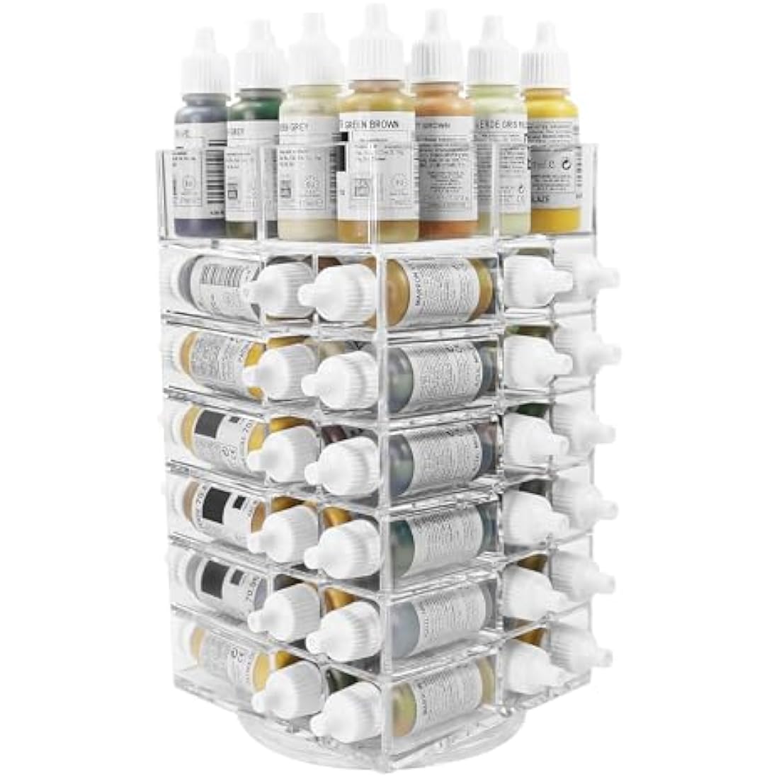 Evemodel 1pc Acrylic 6-Tier Spinning Rack Paint Organizer Storage for Paint Bottle Holder Shelf SN02