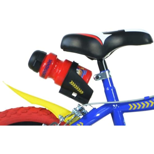Dino Bikes, 614-SC Kids Bike Bicycle, Sonic The Hedgehog, 14 inch with training wheel with stabilisers and drinks bottle, suits child 4-7 Years, Blue, Yellow, Red