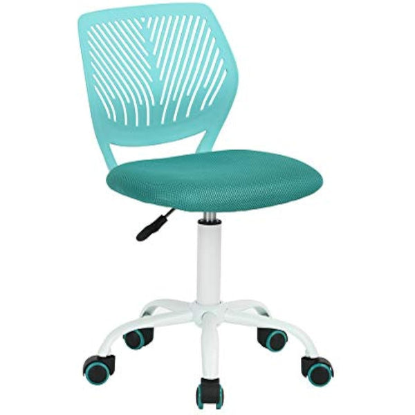 Homy Casa Desk Chair Adjustable Swivel Office Chair Fabric Seat Ergonomic Task Chair without Armrest Turquoise