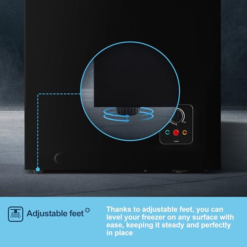 Fridgemaster MCF142EB 142L Chester Freezer 4 Star Freezer Rating - 55.9D x 62.5W x 85.4H cm Black with Recessed Handle - E Rated