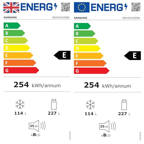 Samsung Classic Fridge Freezer, with Wine Shelf, Features Big Door Bin, All Around Cooling and SpaceMax Technologies, Silver, 7 Series, RB34C652ESA/EU