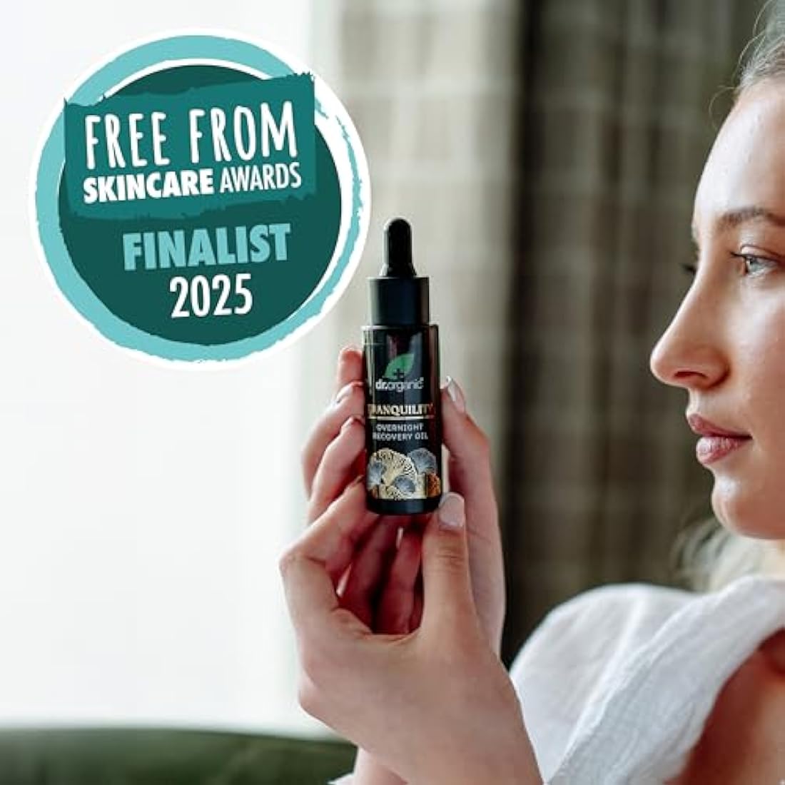 Dr Organic Evoke Tranquility Overnight Recovery Oil, Hydrating Night Serum, Restore Skin, with Rosehip & Sandalwood, Vegan, Natural, Certified Organic, 30ml