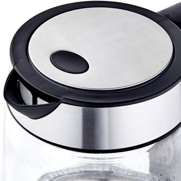 Amazon Basics Electric Glass Kettle, 1.7 Litres, Black, Silver