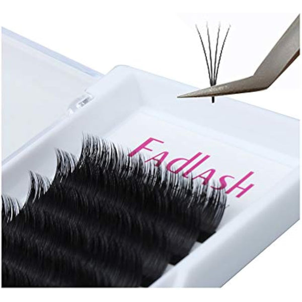 Fadlash Easy Fan Lashes D Curl 0.07 15mm Single Lashes Russian Lashes Natural Look Self Fanning Eye Lashes Automatic Blooming Russian Eyelashes Extensions(0.07-D-15)