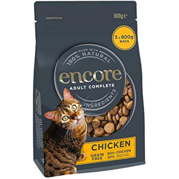 Encore High Protein Complete and Grain Free Dry Cat Food for Adult Cats, Chicken 2.4kg