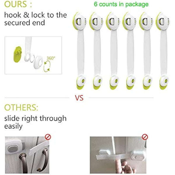 SMBOX Child Safety Cupboard Latch 6 Packs Stick On for Kitchen Self Adhesive Baby Proofing Latch Children Proof Locks for Door, Drawer, Closet, Refrigerator, Trash