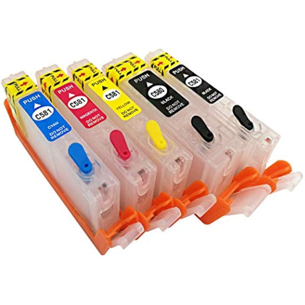 HEMAINK Refillable Ink Cartridges and 5 Bottles Ink Compatible with PGI-580XXL CLI-581XXL,for Pixma TS6150 TS6151 TS6250 TS6251 TS6350 TS6351 TS705 TR7550 TR8550 TS9150 TS9155 TS9550 Printer