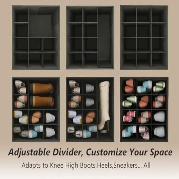 Hoiwio Storage Ottoman Shoe Organiser for Closet - Adjustable Dividers Storage Box for Shoes | Clothes | Toy | Blanket, Foldable Pouffe Footstool Small Bench Shoe Cabinet