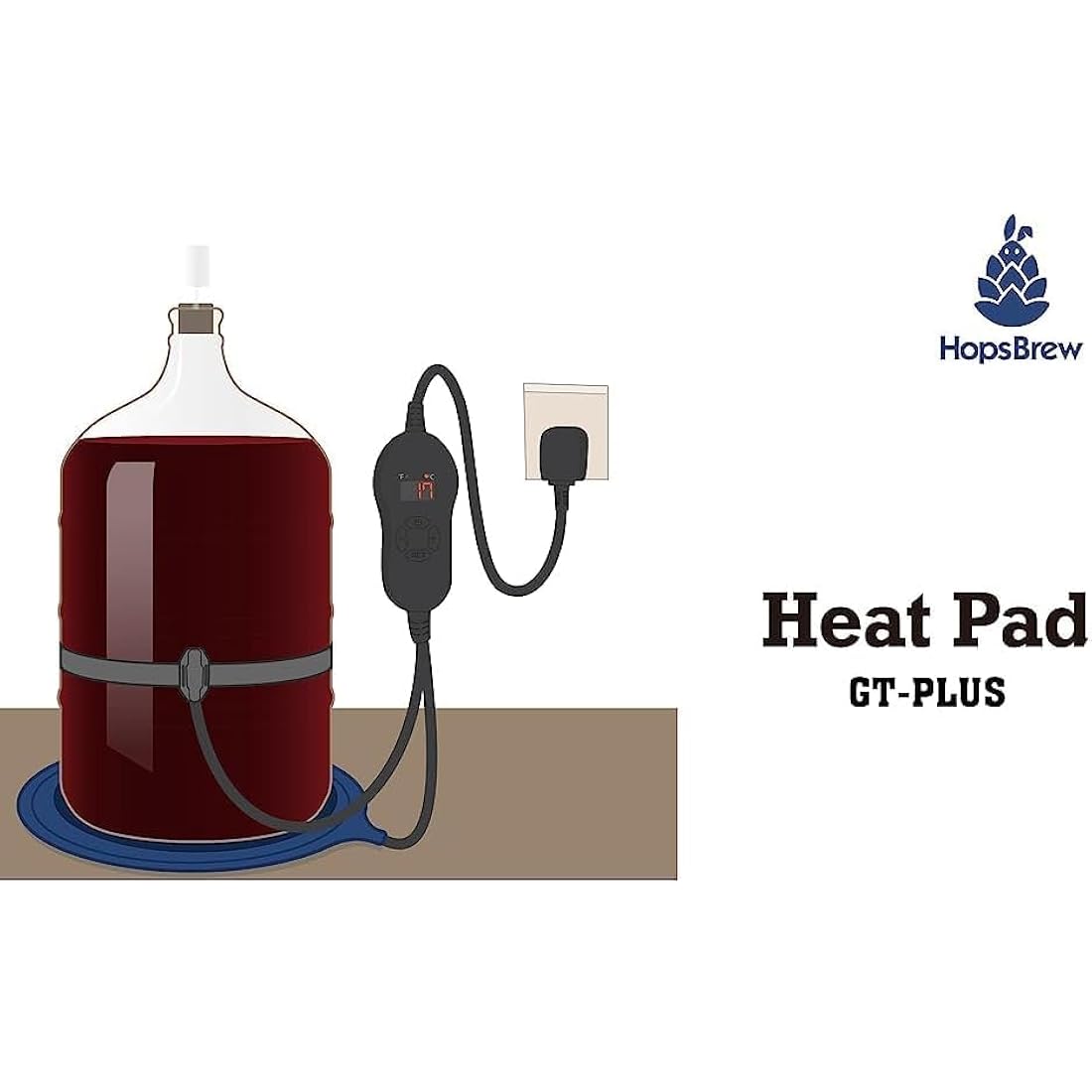 25W Heat Pad with Temperature Controller – 30cm Waterproof Mat for Fermentation, Fits Glass & Plastic Fermenters, Carboys, Buckets – Adjustable Temp 0-42°C, Includes NTC Probe & Holder