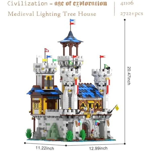 JMBricklayer Medieval Castle Building Block Set with Light for Adult, 41106 Medieval Lion Castle Architecture Display Decor Model Toy, Creative STEM Toys Gifts for Adult Boy Girl (2722 Pieces)