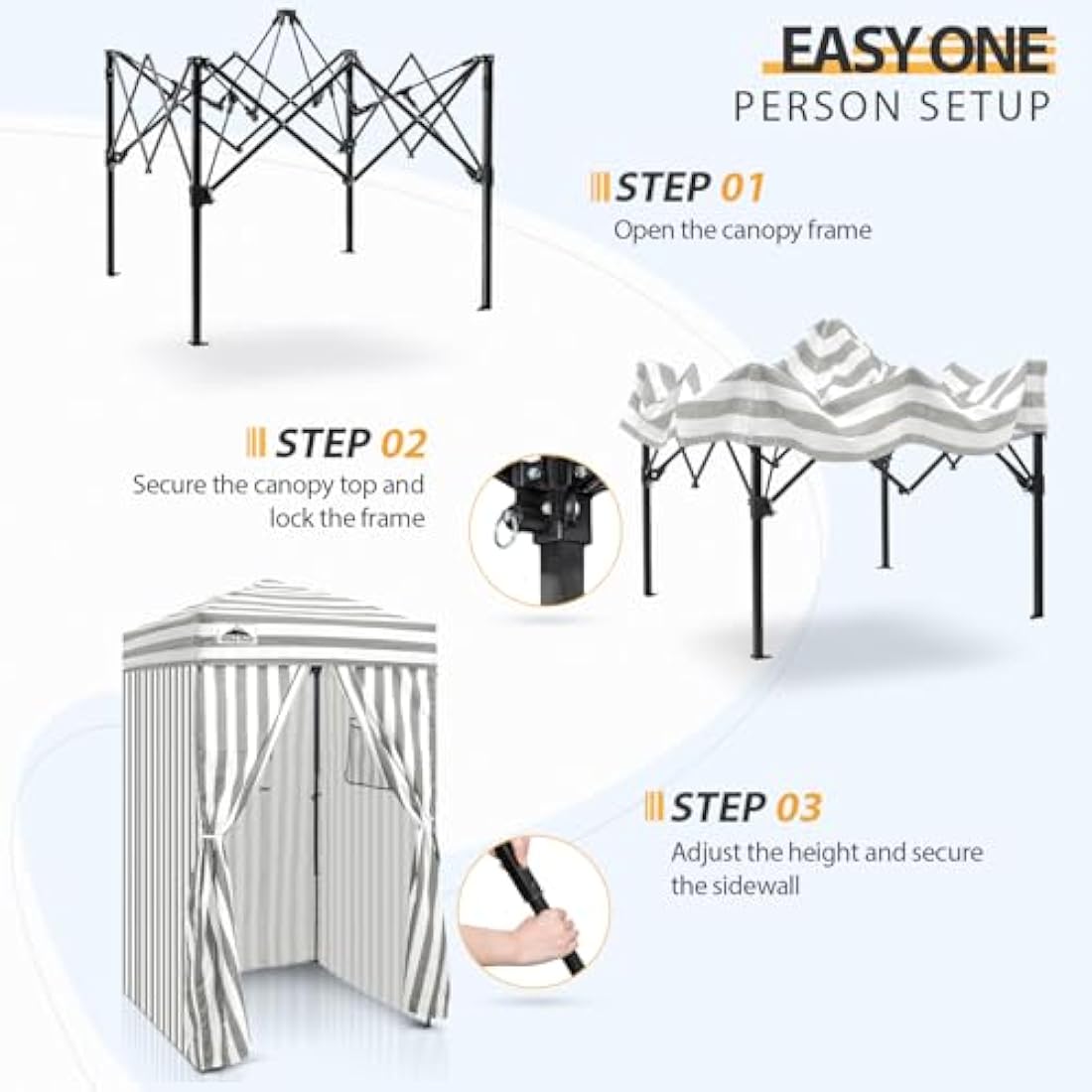 EAGLE PEAK Flex Ultra Compact 1.2m x 1.2m Pop-up Changing Room Canopy, Portable Privacy Cabana for Pool, Fashion Photoshoots, or Camping, Gray/White