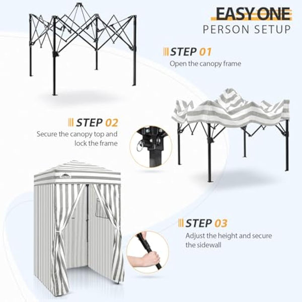 EAGLE PEAK Flex Ultra Compact 1.2m x 1.2m Pop-up Changing Room Canopy, Portable Privacy Cabana for Pool, Fashion Photoshoots, or Camping, Gray/White