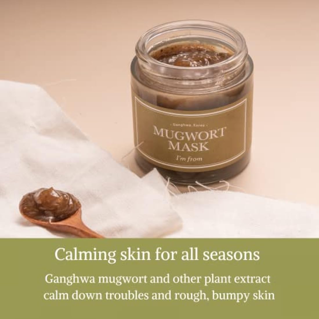 I'm from Mugwort Mask 3.88 fl oz | Natural Herb, Tea tree, Wash-off, Cooling and fast Soothing Breakouts, for Sensitive skin