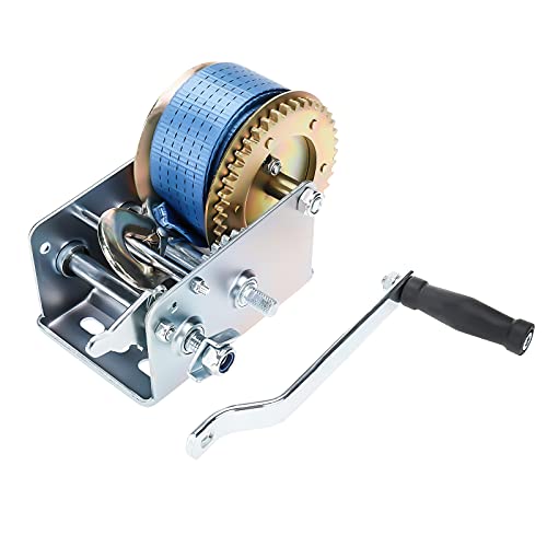 BOOMSTART 2500LBS Hand Winch Manual Winch Boat Trailer Winch With 33 ft Webbing Strap for Boat Trailer Caravan Marine ATV Towing