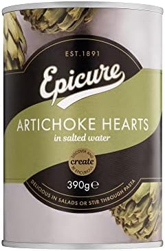 Epicure Tinned Artichoke Hearts in Salted Water, Delicious in Salads or Stir Through Pasta, 390 g (Pack of 12)